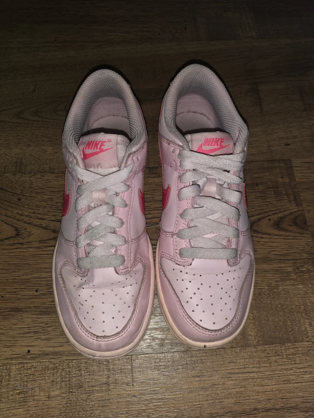 Nike Kids' Pink Low-Top Sneakers with Hot Pink Swoosh
